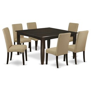 Pemberly Row 7-Piece Wood Kitchen Set with Square Table in Cappuccino