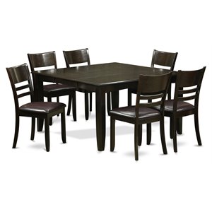 Pemberly Row 7-Piece Dining Set with Ladder Back Chairs in Cappuccino
