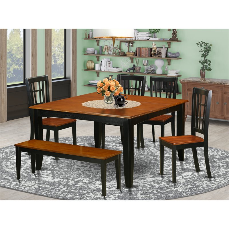 Pemberly Row 6-Piece Wood Dinette Set with Black/Cherry Finish