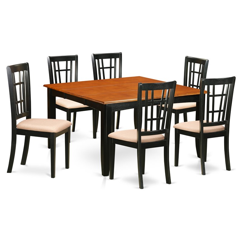 Pemberly Row 7-Piece Wood Dining Set with Butterfly Leaf in Black/Cherry