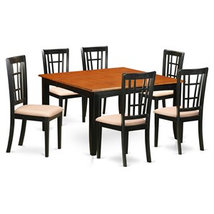 Pemberly Row 7-Piece Wood Dining Set with Butterfly Leaf in Black/Cherry