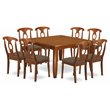 Pemberly Row 9-Piece Wood Dining Set with Cushion Seat in Saddle Brown