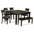 Pemberly Row 6-Piece Wood Dinette Set with Bench in Cappuccino