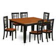 Pemberly Row 7-Piece Dining Set with Wood Chairs in Black and Cherry Finish