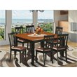 Pemberly Row 7-Piece Dining Set with Faux Leather Seat in Black and Cherry