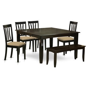 Pemberly Row 6-Piece Wood Dining Room Set in Cappuccino Finish