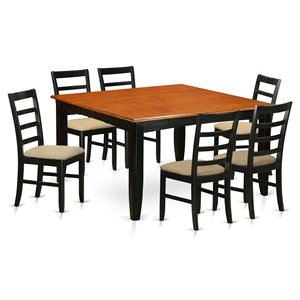 Pemberly Row 7-Piece Dining Set with Butterfly Leaf in Black and Cherry