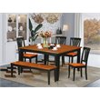 Pemberly Row 6-Piece Wood Dining Room Set with Bench in Black and Cherry