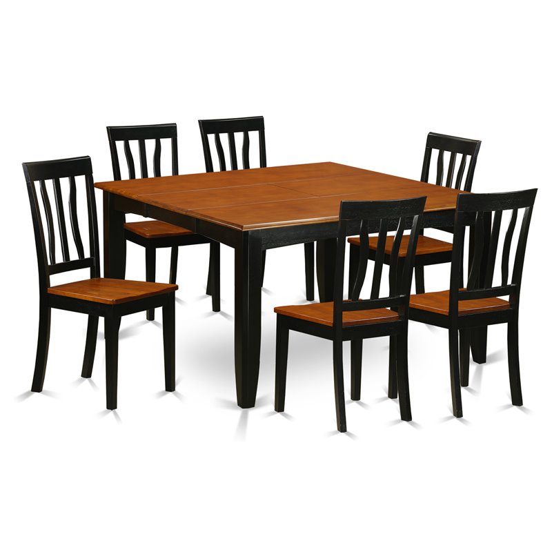 Pemberly Row 7-Piece Wood Dining Set with Self-Storing Leaf in Black/Cherry