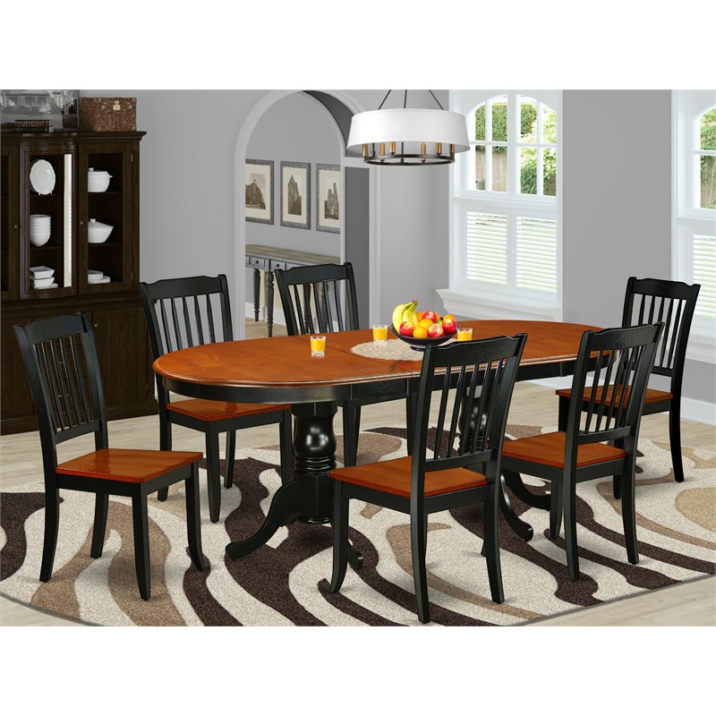 Pemberly Row 7-Piece Wooden Dining Set in Black & Cherry Finish