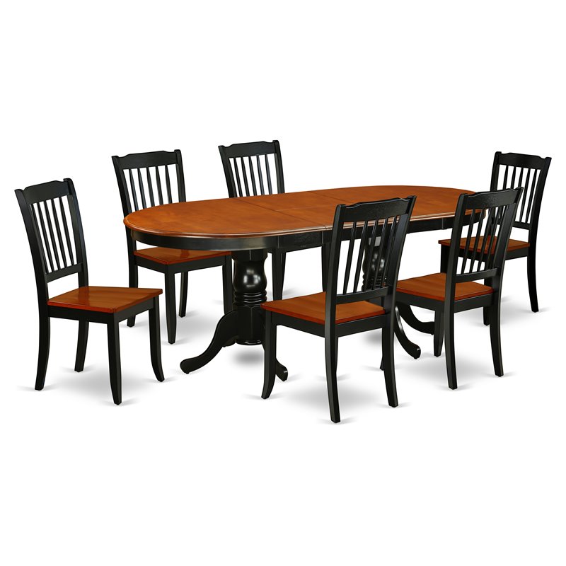 Pemberly Row 7-Piece Wooden Dining Set in Black & Cherry Finish