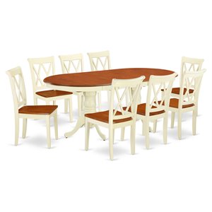 Pemberly Row 9-Piece Wood Dining Set with Butterfly Leaf in White/Cherry