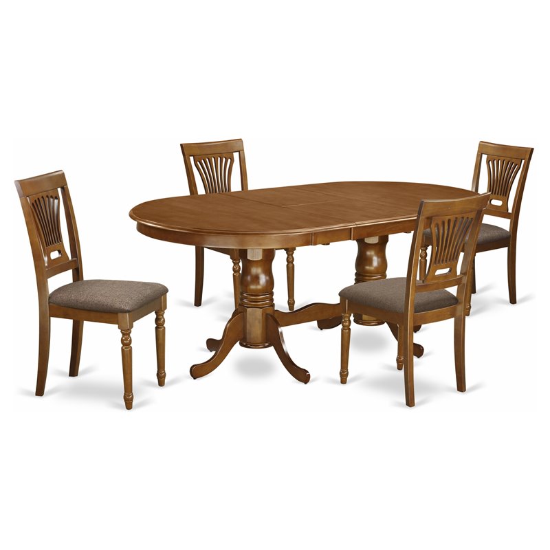 Pemberly Row 5-Piece Wood Dining Set with Oval Table in Saddle Brown