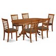 Pemberly Row 7-Piece Wood Dining Set with Fabric Seat in Saddle Brown
