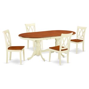 Pemberly Row 5-Piece Dining Set with Butterfly Leaf in Buttermilk Cherry