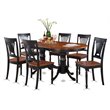 Pemberly Row 7-Piece Rubberwood Dining Set in Black and Cherry Finish