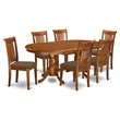 Pemberly Row 7-Piece Wood Dining Set with Cushion Chairs in Saddle Brown