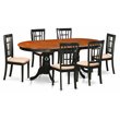 Pemberly Row 7-Piece Asian Wood Dining Set in Black and Cherry Finish