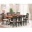 Pemberly Row 9-Piece Wood Dining Set with Fabric Seats in Black/Cherry