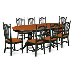 Pemberly Row 9-Piece Wood Dining Set with Expandable Table in Black/Cherry