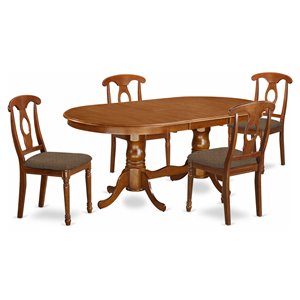 Pemberly Row 5-Piece Wood Dinette Set in Saddle Brown with Cushioned Chairs