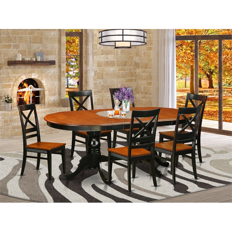 Pemberly Row 7-Piece Wood Dinette Set in Black & Cherry Finish