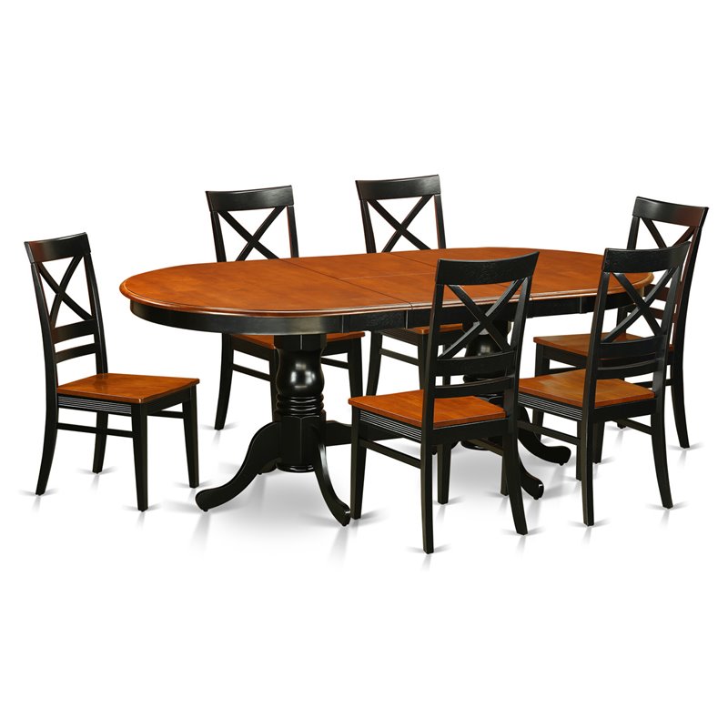 Pemberly Row 7-Piece Wood Dinette Set in Black & Cherry Finish