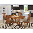 Pemberly Row 5-Piece Wood Table and Chair Set in Saddle Brown Finish