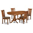 Pemberly Row 5-Piece Wood Table and Chair Set in Saddle Brown Finish