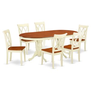 Pemberly Row 7-Piece Dining Set with Butterfly Leaf in Buttermilk/Cherry