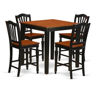 Pemberly Row 5-Piece Counter Height Bar Stool Dining Set in Black/Cherry
