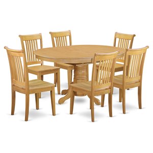 Pemberly Row 7-Piece Round-Oval Wood Dining Set with Oak Finish