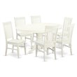 Pemberly Row 7-Piece Dining Table Set in Linen White with Pedestal Base
