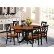 Pemberly Row 7-Piece Asian Hardwood Dining Set in Black/Cherry Finish