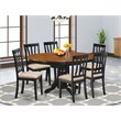 Pemberly Row 7-Piece Wood Dining Set with Linen Seats in Black/Cherry
