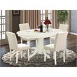 Pemberly Row 5-Piece Wood Dining Set with Fabric Seats in Linen White