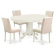 Pemberly Row 5-Piece Wood Dining Set with Fabric Seats in Linen White