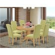Pemberly Row 7-Piece Wood Dining Set with Lime Green Upholstery in Oak