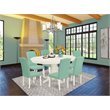 Pemberly Row 7-Piece Wood Dining Set with PU Leather Seats in Linen White
