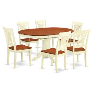 Pemberly Row 7-Piece Wood Dining Set with Butterfly Leaf in Cherry