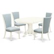 Pemberly Row 5-Piece Wood Oval Dining Set in Linen White and Baby Blue