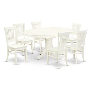 Pemberly Row 7-Piece Wood Kitchen Set with Butterfly Leaf in Linen White