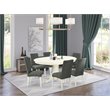 Pemberly Row 7-Piece Dinette Set with Fabric Chairs in Linen White/Gray