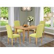 Pemberly Row 5-Piece Wood Dining Set with Oval Table in Oak and Limelight