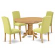 Pemberly Row 5-Piece Wood Dining Set with Oval Table in Oak and Limelight