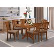 Pemberly Row 7-Piece Wood Dinette Table Set with Oval Top in Saddle Brown