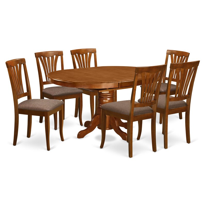 Pemberly Row 7-Piece Wood Dinette Table Set with Oval Top in Saddle Brown