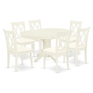Pemberly Row 7-Piece Oval Dinette Set with X-Back Chairs in Linen White