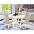 Pemberly Row 5-Piece Oval Wood Dining Set in Linen White and Cream Finish