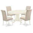 Pemberly Row 5-Piece Oval Wood Dining Set in Linen White and Cream Finish